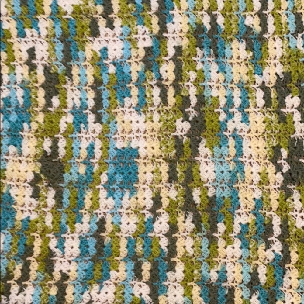 Handmade crochet knit blue lap baby blanket Afghan